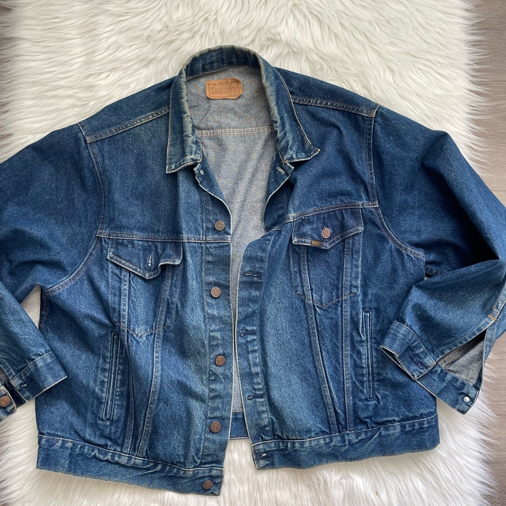 Vintage 1980’s Sears Roebuck Western Wear Trucker Denim Jean Jacket Size 52 R